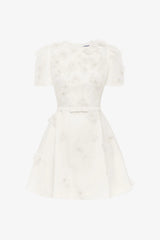Elyse Petal Short Sleeve Mini Dress - Snow