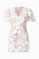 Zayla 3D Floral Mini Dress in White