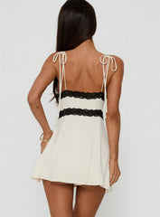 Orithia Lace Trim Playsuit Cream / Black