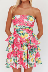 Like Me Tied Back Layered Mini Dress Citrus Pink