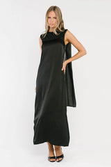 Lauren Satin Maxi Dress in Black