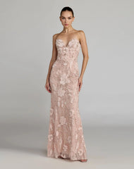 Pink Embellished Lace Strapless Sweetheart Gown