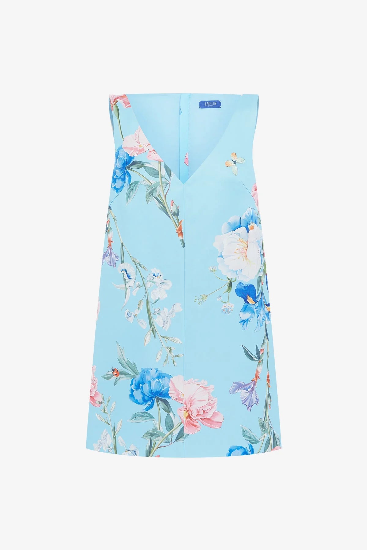 Kaelyn V Neck Mini Dress - Garden Print in Baby Blue