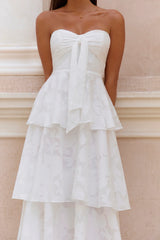 Know Your Heart Strapless Maxi Dress White