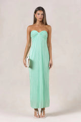 Island Solitude Plisse Strapless Maxi Dress Aqua
