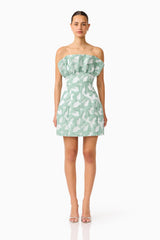 Lisette Ruffle Mini Dress in Sea Green