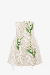 Roselle Embellished Lace Bustier Mini Dress - Snow Meadow