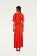Red Artsy Flora Cut-Out  Maxi Dress