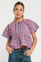 Juliette Plaid Peplum Top