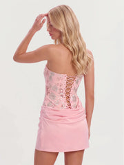 Corset Back Beaded Mini Dress