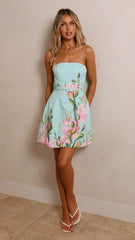 Eloisa Mini Dress - Blue/Pink Floral