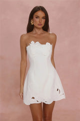 Style Expression Strapless Embroidered Mini Dress White