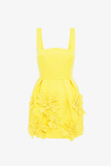 Piper Floral Appliqué Bell Shape Mini Dress - Sunshine