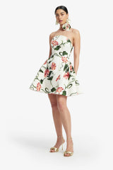 Reese Bustier Mini Dress - Vine Print in Snow