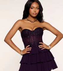 Farrah Sequin Corset Ruffle Mini Dress