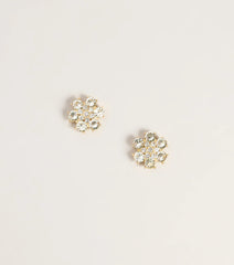 Petal Play Rhinestone Flower Stud Earrings