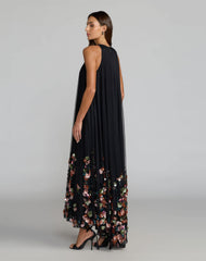 Black Sequin Embellished Sleeveless High Low Gown