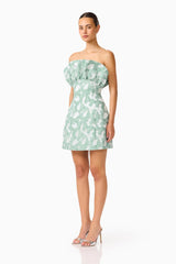 Lisette Ruffle Mini Dress in Sea Green