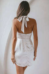 Stars Align Halterneck Satin Dress Champagne