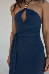 Yours With Love Halter Maxi Dress Navy