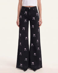 The Rebel Pink Ribbon Split Fray Jeans  - Black