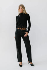Kesley Lace Mock Neck Top in Black