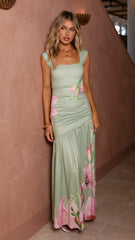 Letitia Maxi Dress - Olive/Pink Floral