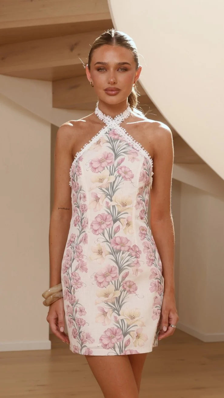 Stelia Mini Dress - Cream/Pink Floral