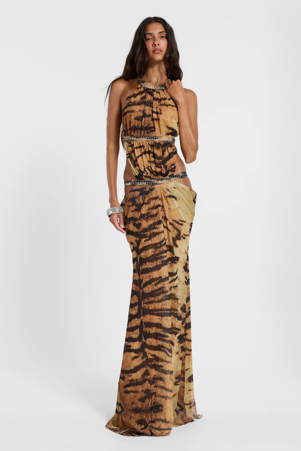 Saffra Cut Out Maxi Dress in Tiger