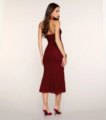 Soft Signal Lace Halter Midi Dress