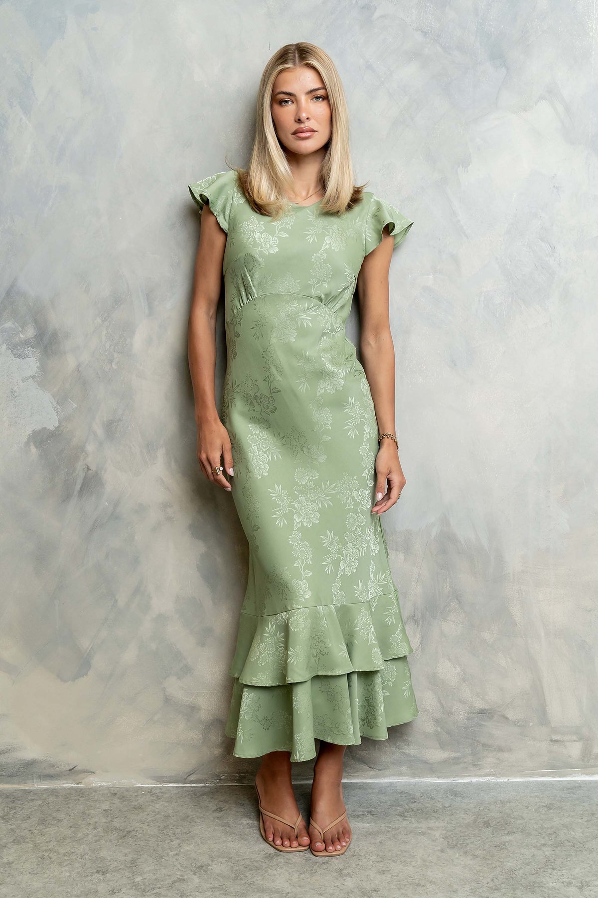 Mateo Floral Maxi Dress in Green