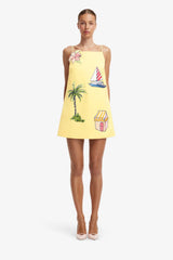 Leia Embroidered Mini Dress - Havana Print