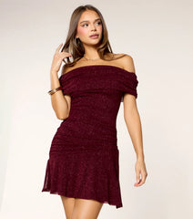 Shimmery Attitude Glitter Knit A-Line Mini Dress