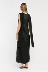 Lauren Satin Maxi Dress in Black