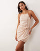sequin mini dress with corsage detail in pink
