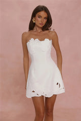 Style Expression Strapless Embroidered Mini Dress White